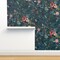 Bohemian Floral Boho Botanical Feminine Weathered Rose Print Teal Watercolor Custom Removable Wallpaper by Spoonflower Peel & Stick Wallpaper 2FT Wide